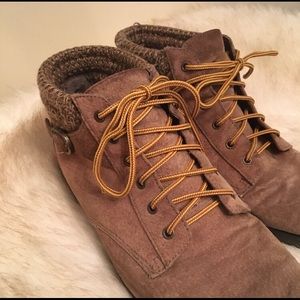 Sweater cuffed hiking boots